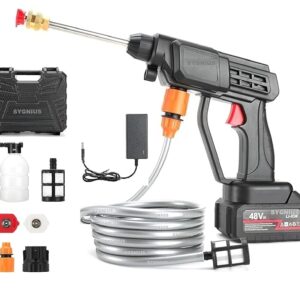 Cordless 48V Electric High Pressure Car Washer | Car-Washing Machine with Adjustable 3-in-1 Nozzle Pipe for Washing Cars | Watering Flowers | Cleaning Floors (Single Battery)